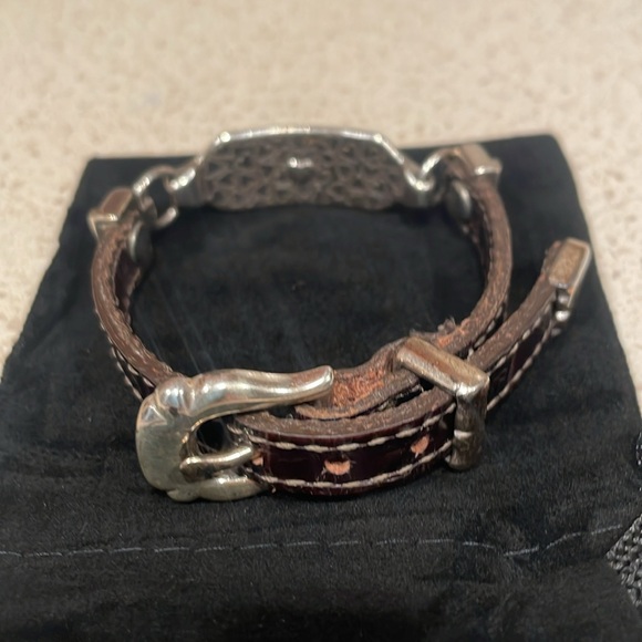 Brighton Vintage Silver and Brown Buckle Bracelet - Picture 3 of 6